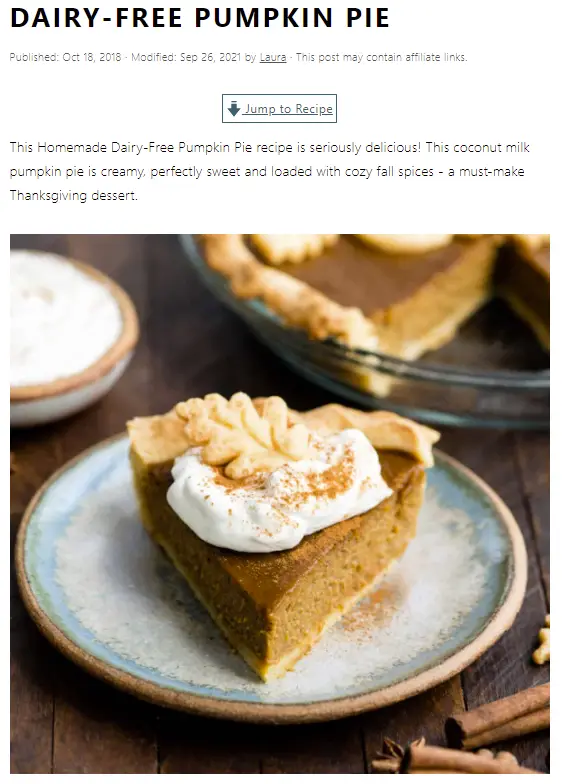 dairy free pumpkin pie