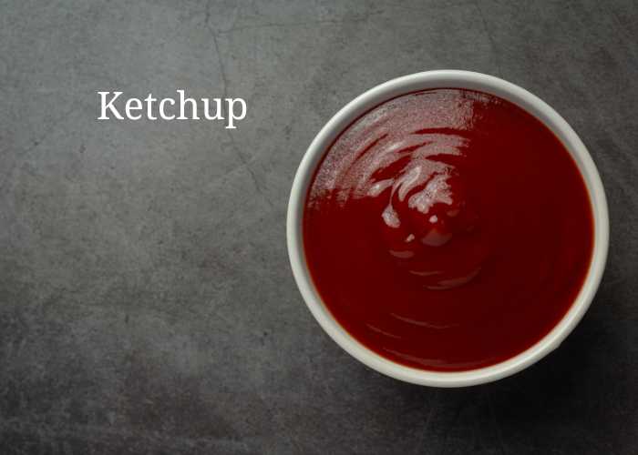 small bowl of prepared ketchup